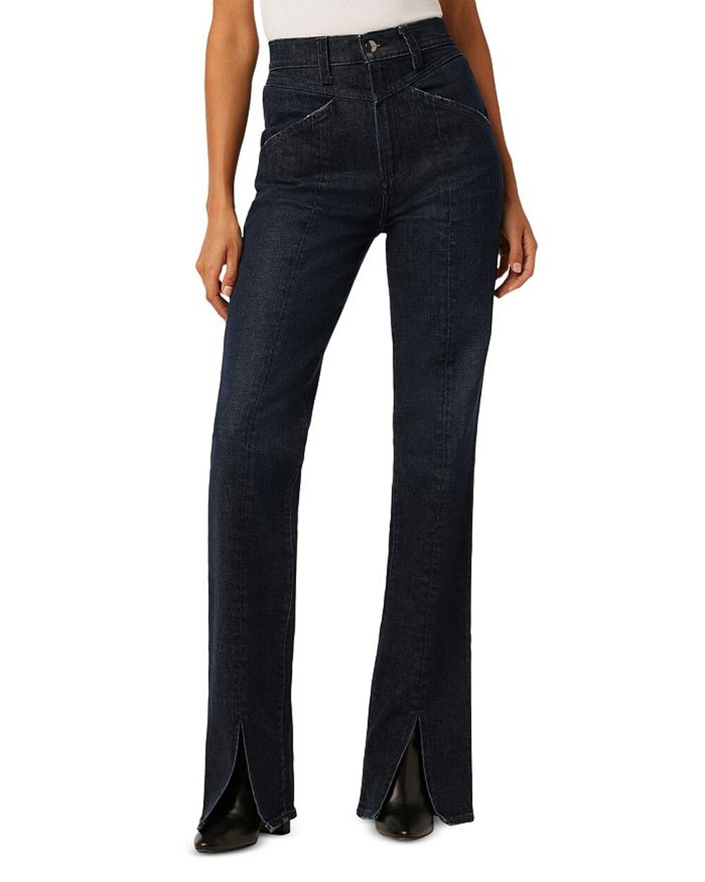 Joe's Jeans Dark Indigo High-Rise Flare Jeans with Front Hem Slits NWOT